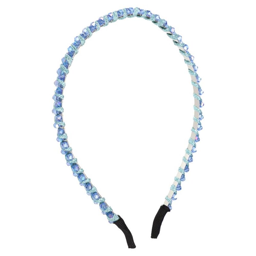 Rhinestone Hair Hoop Headband Hairband Blue 0.24 Inch Wide